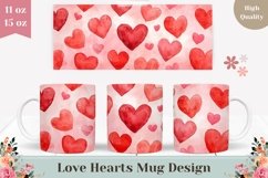 Cute Hearts Mug Wrap, Love Hearts Mug Sublimation Product Image 1