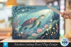 Underwater Turtle Glow Cutting Board PNG Product Image 1
