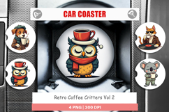 Car Coaster Retro Coffee Critters Product Image 1