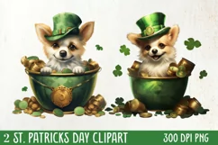 St Patricks Day Dog with Gold Coin Clipart, St Patricks Day Product Image 1