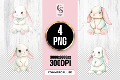 Cute Bunny Watercolor Clipart Sublimation PNG Product Image 1