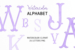 Watercolor Vintage Purple Alphabet Product Image 1