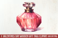 Retro Valentine Watercolor Clipart, Pink Valentine Product Image 1