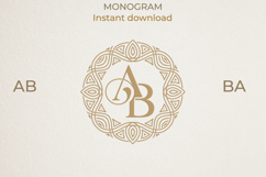 AB BA Wedding Monogram Logo | Elegant Initials Vector Product Image 1