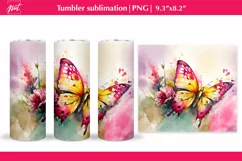Pink tumbler design, butterfly tumbler sublimation spring Product Image 1
