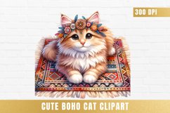 cute watercolor boho cat Clipart, boho cat sublimation Product Image 1