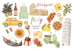 Italy Watercolor Clipart, Italian Travel Stickers Product Image 1