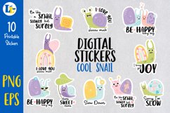 Cute snails and slogans | Printable digital stickers bundle Product Image 1