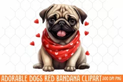 Adorable Dogs Red Bandana Clipart Product Image 1