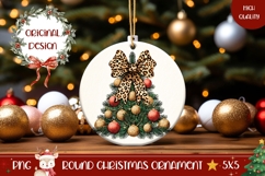 Leopard Christmas Bow Ornament, Christmas Ornament PNG Product Image 1