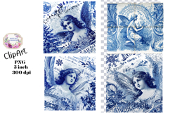 Vintage, Blue, Victorian, Overlay, Ephemera, PNG, Clipart Product Image 1
