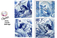 Vintage, Blue, Victorian, Overlay, Ephemera, PNG, Clipart Product Image 1