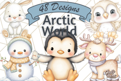 Cute Arctic Animal Clipart PNG, Cute Winter Animals Png Product Image 1
