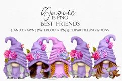 Best Friends Gnomes Lilac Butterflies| Gnome Clipart PN Product Image 1