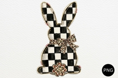 Checkered Easter Bunny PNG, Retro Coquette Sublimation Product Image 1