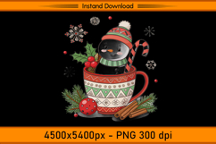 Festive Black Snowman in Red Mug Christmas PNG Product Image 1