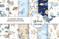 Watercolor Whale Seamless Patterns Product Image 1