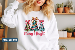 Merry and Bright Christmas Tree Coquette, PNG Sublimation Product Image 2