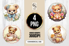 Cute Teddy Bear Clipart Sublimation PNG Product Image 1