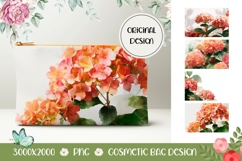Cartoon Flowers Cosmetic Bag, Hydrangea Cosmetic Bag PNG Product Image 1