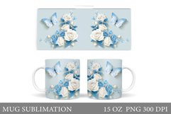 Butterflies Mug Design. Rose Mug Sublimation Product Image 1