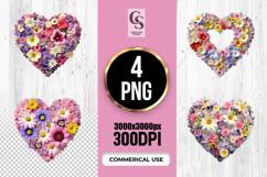 Colorful Floral Heart Clipart Sublimation PNG Product Image 1