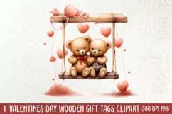 Valentine Animal On Swings Clipart, Valentine Animal Clipart Product Image 1