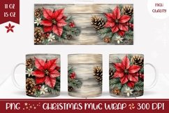 Poinsettia Mug Wrap Design, Christmas Mug Template Product Image 1