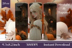 Halloween Girl Tumbler Wrap Design, Halloween Sublimation Product Image 1