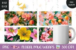 Art Flowers Mug Wrap Designs, Peony Mug Template Product Image 1