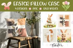 Easter Bunny Pillowcase Sublimation, Easter Cross Pillow PNG Product Image 1