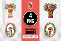 Floral Raised Fist Wreath Clipart Sublimation PNG Product Image 1