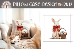 Easter Bunny Pillow Case, Easter Basket Pillow Design Product Image 1