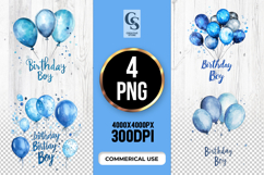 Blue Birthday Boy Balloon Clipart Sublimation PNG Product Image 1
