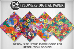 Flowers Seamless Digital Paper, Flowers Background Product Image 1