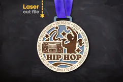 Hip hop Music Medal SVG laser cut file for Glowforge Product Image 1