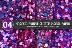 Magenta Purple Glitter Digital Paper Product Image 1