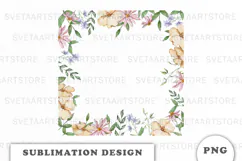 Watercolor Garden floral Frame png Product Image 1