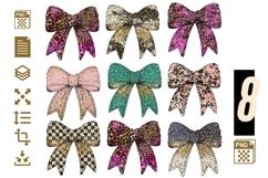 Leopard Glitter Bow Clipart Bundle | 8 Bow PNGs | Sparkle Product Image 1
