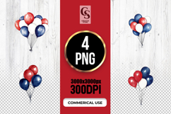 Patriotic Balloon Watercolor Clipart PNG Product Image 1