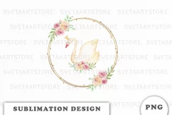 Princess Swan Floral Wreath PNG Product Image 1
