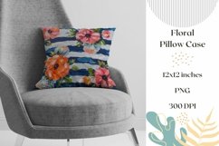 Watercolor Flowers Pillow Case Design, Floral Pillow PNG Product Image 1