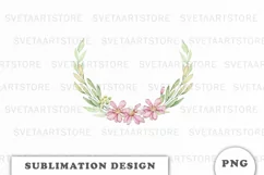 Watercolor flowers wreath PNG Product Image 1