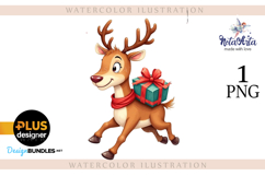 New Year&#039;s Christmas deer watercolor Product Image 1
