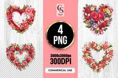 Floral Heart Frame Clipart Sublimation PNG Product Image 1