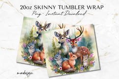 Watercolor Woodland Animals 20 oz Tumbler Wrap PNG File Product Image 2