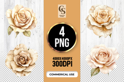 Beige Vintage Rose Flower Clipart Sublimation PNG Product Image 1