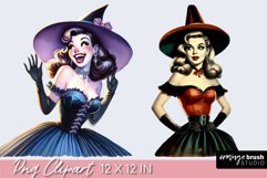 Retro Witch Clipart - Retro Halloween Witch PNG Sublimation Product Image 1