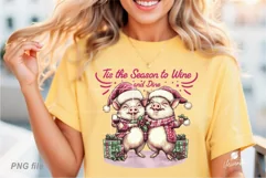 Christmas Pig Wine Drink PNG Sublimation Product Image 6