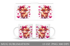 Valentines Cow Mug Sublimation. Valentines Mug Wrap Design Product Image 1